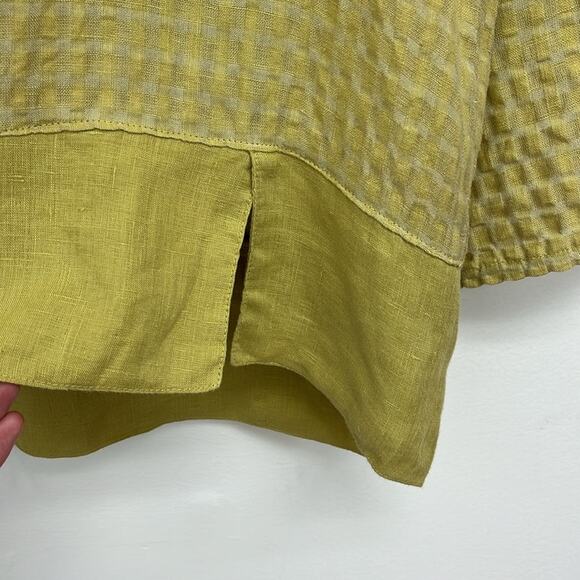 Linnea Linen-Blend Artsy Lagenlook Boxy Roll Tab Lightweight Wide Neck Top Small - Picture 10 of 14